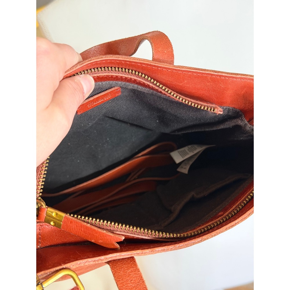 Madewell Small Transport Crossbody Bag English Saddle Leather Striped Strap Zip - Picture 5 of 5